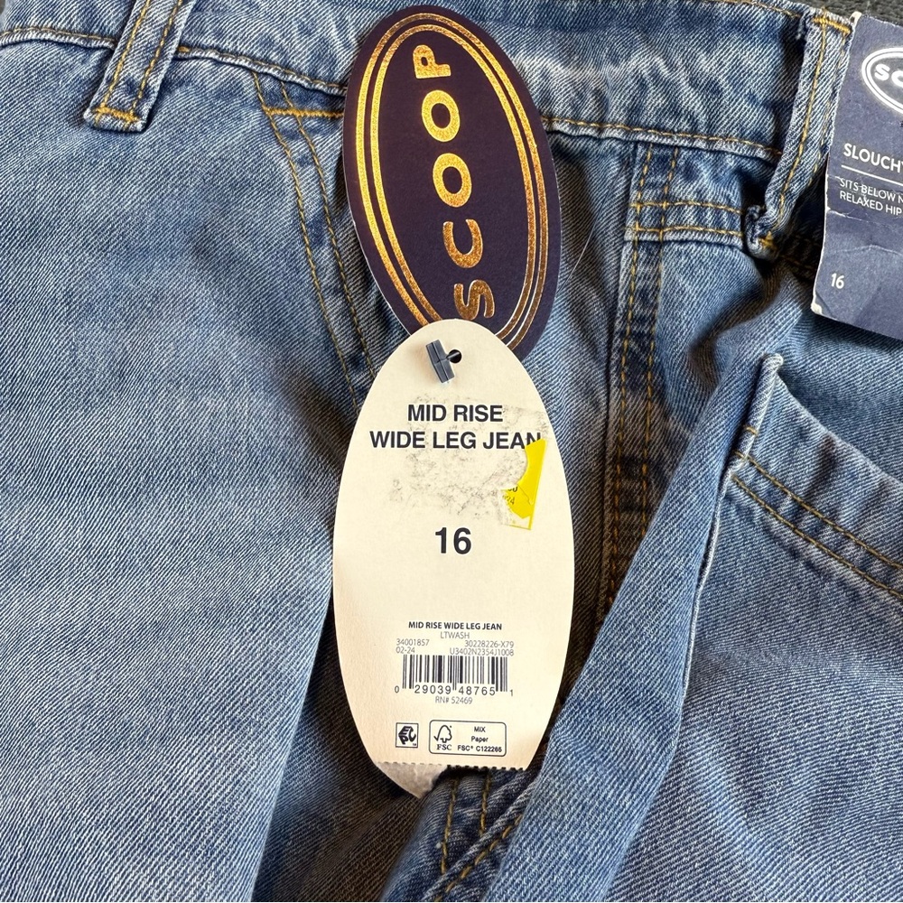 SCOOP Women's Jeans Brand New Size 16 Slouchy Wide Leg High Rise - Picture 6 of 13